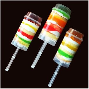 Cupcake Push Up Pop Recipientes de plástico de qualidade alimentar Push Pops Tampa do recipiente do bolo para decorações de festa Ferramenta de forma redonda Bh1957 Cy Dr Dh1Tx