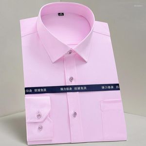 Camisas casuais masculinas 2023 camisa masculina de ferro estirável qualidade clássica fácil de cuidar não camisa com bolso manga longa formal negócios