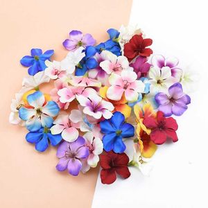 Torkade blommor 30/50st Silk Heads Flower Wall For Wedding Home Decor Fake Cherry Diy Present Box Artificial Candy