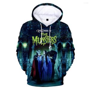 Мужские капюшоны The Munsters Movie Movie Hoodie Unisex Женщина -мужская толстовка с капюшоном 2023 Американский фильм 3D одежда