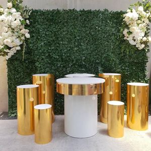 Party Decoration Gold Mental Perspex Display Round Cylinder Wedding Acrylic Plint för Event Yudao528