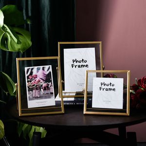 Frames Nordic simple metal frame Square Gold European style creative table iron bracket p o picture frames 230613