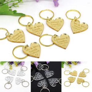 Parti Favor 10 Parça Clear / Mirror Kişiselleştirilmiş Lazer Graved Keychain Aşk Kalp Düğün Özelleştirilmiş Keyasyon Beden 3 cm