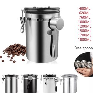 Storage Boxes Bins Stainless Steel Airtight Coffee Container Canister Set jar With Scoop For Beans Tea 15L18L 230613