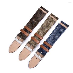 Watch Bands High Quality Genuine Leather Strap 18mm 20mm 22mm Vintage Quick Release Bracelet For Men Women Wool Weave Watchbands