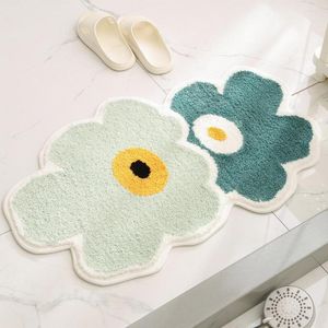 Carpets Floor Rug Non-slip Fine Texture Decorative Flower Design Good Absorbent Ultra Soft Cute Floral Shaped Bathroom