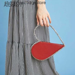 Totes Diamond Red Heart Evening Clutch Bags Women Designer Chic Rhinestone Acrylic Handle Black Purse For Wedding Party Sac A Main