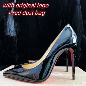 Ladies Summer High Heels Pointed Toe Shoes Luxury Brand Red Bright Sole Pumpar Sexy 6cm 8cm 10cm 12cm Stiletto Ladies Wedding Shoes With Box 34-44