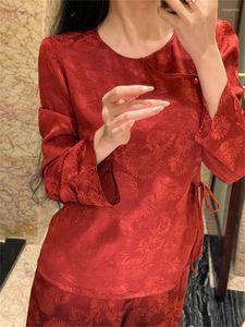 Ethnic Clothing 2023 Elegant Ladies Satin Pajama Sets Vintage Jacquard Homewear Women Luxury Pajamas Panda Female Sleepwear