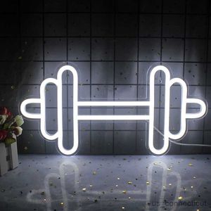 LED Neon Sign Exercise Barbell Neon Sign Gym Led Colors Light Sports Room Things Design Club Decoration Gift R230613