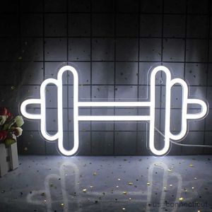 LED Neon Sign Exercício Barbell Neon Sign Gym Led Colors Light Sports Room Coisas Design Club Decoração Gift R230613