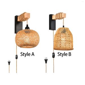 Duvar lambası Dimmable Sconces E27 Socket Boho Tapa Yatak Odası Oturma Odası için Sconce Işık Cafe Farmhouse House