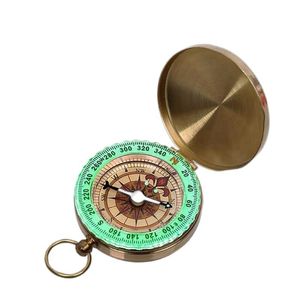 Noctilucent light Keychain Pure copper compass Pocket watch retro flip compass keyring