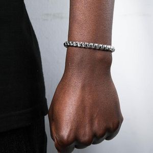 Link bransoletki US7 5,5 mm łańcuchy pudełkowe dla mężczyzn na dłoni stalowa bransoletka na nadgarstek grubość modna biżuteria z łańcuchem nierdzewnym
