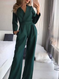 Kvinnors tvåbitar byxor 2023 Ny långärmad Slim Fit Sexig Jumpsuit Solid Color Pants Jump Duits For Women Loose Jumpsuit Women Streetwear Overalls