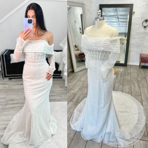 Abito da sposa di ispirazione celeste 2024 Perline Illusion Corsetto Prova nuziale Ricevimento Festa di fidanzamento Notte Abito da ballo Inverno Sposa Giacca a maniche lunghe Boho