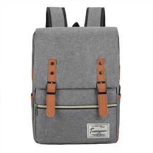 Backpacks Schoolbag Student Backpack Usb Laptop Men Casual Retro Elegant Waterproof Shoulder Bag Solid Color 230613