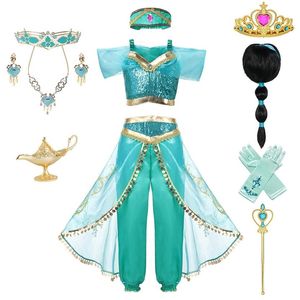 Kid Aladdin und die Wunderlampe Prinzessinnen-Oberteil und Hose, Kleidungsset mit Stirnband, Jasmine-Geburtstagsparty-Verkleidung für Mädchen, Cosp300p