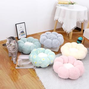 Canetas de pele de coelho flor canil para animais de estimação 3d pp algodão cama para cachorro antiderrapante base casa para gato ninho de sono quente para filhote de cachorro pequeno gato médio