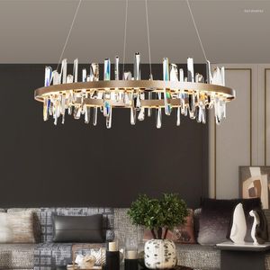 Lustres Lustre Anel de Cristal Lustre LED Moda Sala de Estar Iluminação Casa Simples