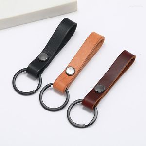 Keychains Wholesale Simple Vintage Cowhide Leather Keychain Car Key Chain Creative Pendant Friend Small Gift