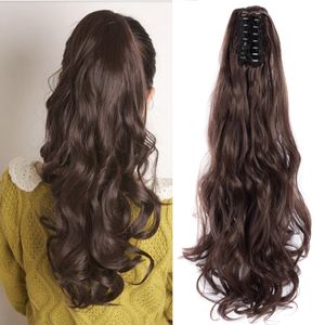 Ponytails LISI GIRL Synthetic 22" Long Wavy Wrap Around Clip In Ponytail Hair Extension Heat Resistant Natural Wave Tail Fake Hair 230613