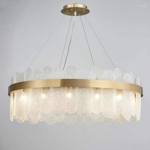 Подвесные лампы гостиная роскошная панель золотой металл регулируемые светодиодные люстры серо -белое стекло G9 Luminarias Loft Nordic Lamp