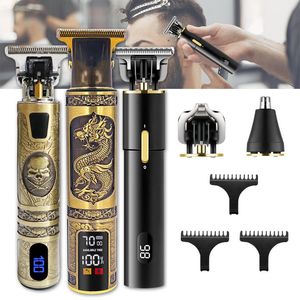 Hårtrimmer T9 Hair Clipper Electric Hair Trimmer Cordless Shaver Trimmer 0mm Men Barber Hair Cutting Machine Chargeable T Machine Beard Cut 230613