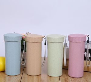 450ml Wheat Straw Cup Healthy Degradable Plastic Water Bottle Students Creative Portable Personalized Drink Tumbler