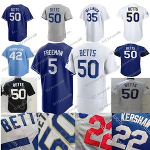 Пользовательский S-4xl Mookie Betts Jersey Freddie Freeman Noah Synhgaard Julio Урис Джастин Тернер Клейтон Кершоу Джеки Робинсон Макс Манси Бейсбол