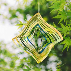 Decorações de jardim estrela espelho giratório sinos de vento pendurado manter pássaros longe decoração espiral brilhante para quintal varanda jardim