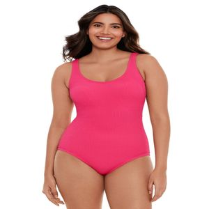 and Tru Women s and Women s Plus Size Solid Crinkle One Piece Swimsuit