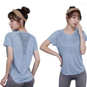 Active Shirts Women Sports Top Breathable Sexy Mesh Back Summer Plus Size Gym T Shirt Lady Activewear Fitness Running Short Sleeve