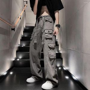 Men's Pants Cargo Men Streetwear Wide Leg Oversize Techwear Military Green 180cm Long Full-length Trousers Casual Loose