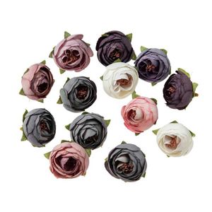 Flores secas 10 pçs rosas de chá de seda artificial diy natal headdress grinalda acessórios da noiva flor de pulso para casamento decoração de casa