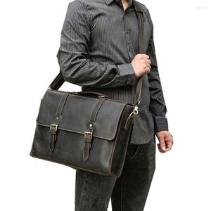 Teczka biznesowa Męska Męska FIT 15 cali PC oryginalne skórzane torby na ramię