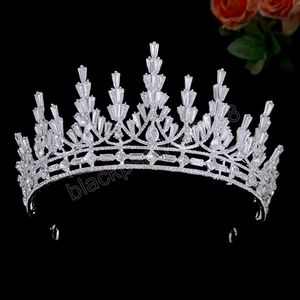 Bridal Nekuar luksusowy sukienka ślubna Koronna Dziewczyny impreza Elegancka nędza Bridal Crystal Crown Hair Akcesoria Srebrna biżuteria