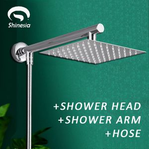 Soffione doccia da bagno Shinesia cromato ultrasottile quadrato 8 