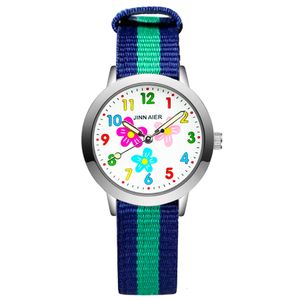 Детские часы модные запястья часы мультфильм цветочный стиль детские ученики девочки для мальчиков кварцевые кожаные нилоновые часы ja32 230612