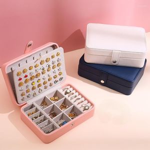 Bolsas para joias Moda Mini vitrine Caixa de anel Armário Organizador portátil Armazenamento para viagem Joyeros Organizador De Joyas