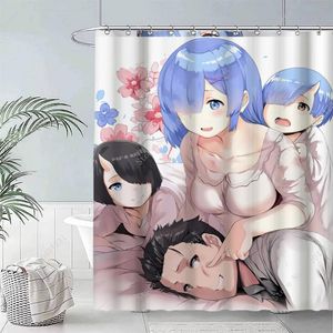 Cortinas nuas anime menina seios grandes eróticos impressos cortinas de chuveiro suprimentos de banheiro boa qualidade barato à prova d' água decoração de banheiro