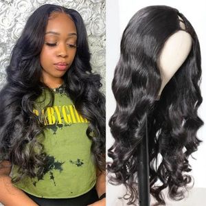 Body Wave U Part Peruki 100% REMY Human Hair Malezjan Virgin Fair Peruki dla czarnych kobiet wręczające peruki 180% gęstość tanią perukę