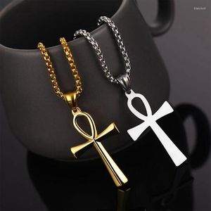 Choker Religion Egyptian Ankh Crucifix Naszyjniki wisiorki stali nierdzewne Symbol życia Unisex Cross Cross Prezenty