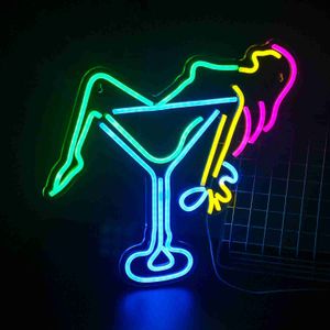 LED Neon Sign Woman Wine Cam Neon Sign LED Hafif Ana Sayfa Bar Yatak Odası Estetik İnsan Odası Hediyeler Dekorasyon R230613