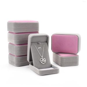 Jewelry Pouches 10Pcs Velvet Gift Box Rectangle Necklace Watch Square Bracelet Bangle Jewellery Display Holder Case