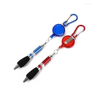 Metal Wire Drawing Pen Drawstring Ballpoint Hanging Rope Writing Mountaineering Chain Keychain