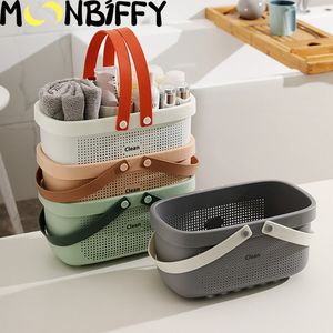 Storage Baskets SL Bath Drain Basket Portable Rattan Plastic Bathroom Box Snack Cosmetic Wash 230613