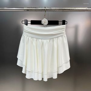 Saias PREPOMP 2023 Coleção Primavera Verão Multi Camada Curta Saia Plissada Chiffon Feminina GH769