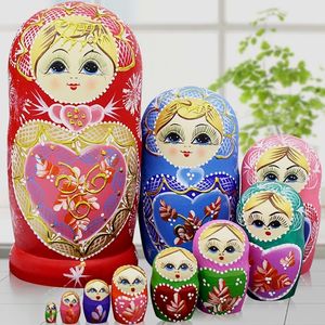 Dolls 10 Layersset 22cm Baby Toy Nesting Dolls Wooden Russian Dolls Matryoshka Doll Children Christmas Gift 230612