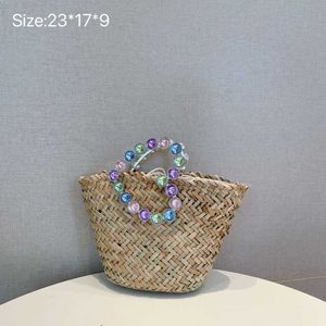 Donna 2023 Nuovo prodotto Netizen coreano Little Fresh Love Water Diamante intarsiato Borsa intrecciata in paglia Borsa a mano per cesto di verdure 230613